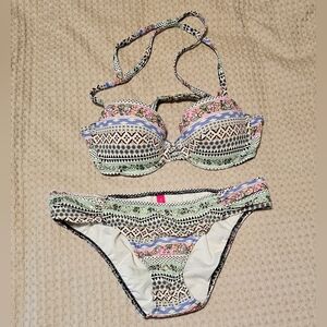 Aztec Paisley Boho Patterned Underwire Bikini Set 34B/Small